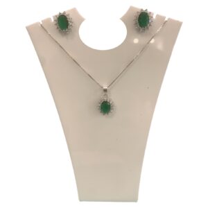 Collana + Orecchini Principessa in argento 925% Smeraldo e brillanti