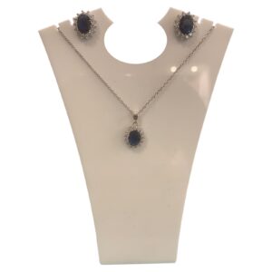 Collana + Orecchini Principessa in argento 925% Zaffiro e Brillanti
