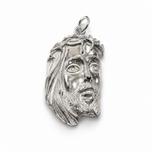 Pendente testa di Cristo in argento 925%