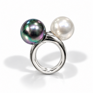 Anello contrarié con perle bicolore 12 mm